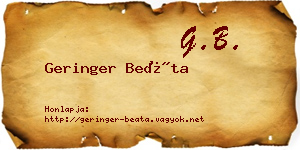 Geringer Beáta névjegykártya